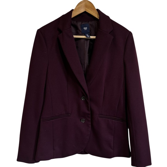 Gap Blazer Burgundy Two Button Career‎ Office Business Jacket Size 4 - Picture 1 of 8